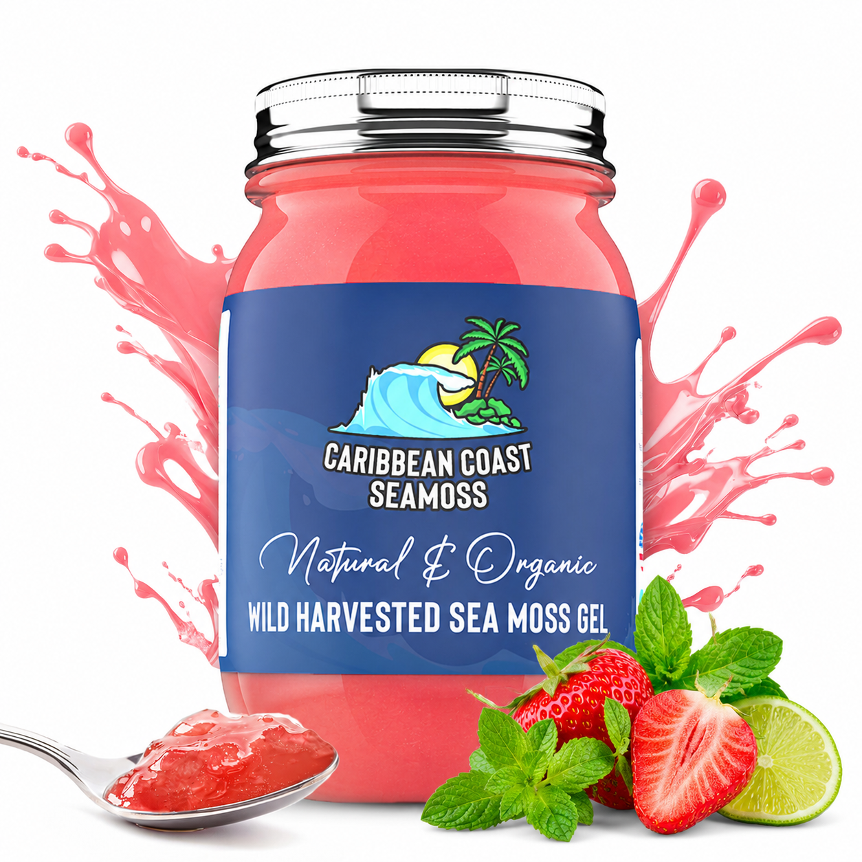 Fresh Organic Strawberry Mojito Infused Sea Moss Gel