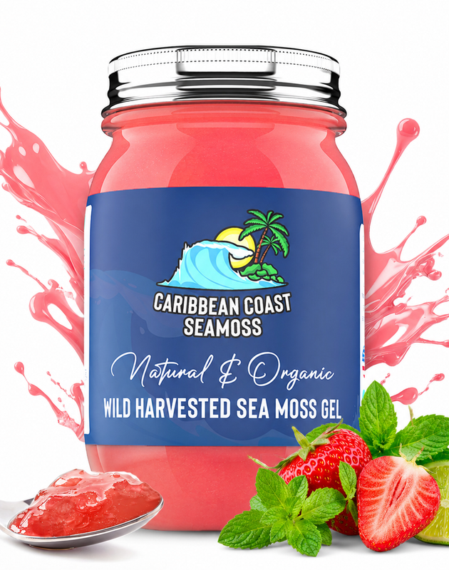 Fresh Organic Strawberry Mojito Infused Sea Moss Gel